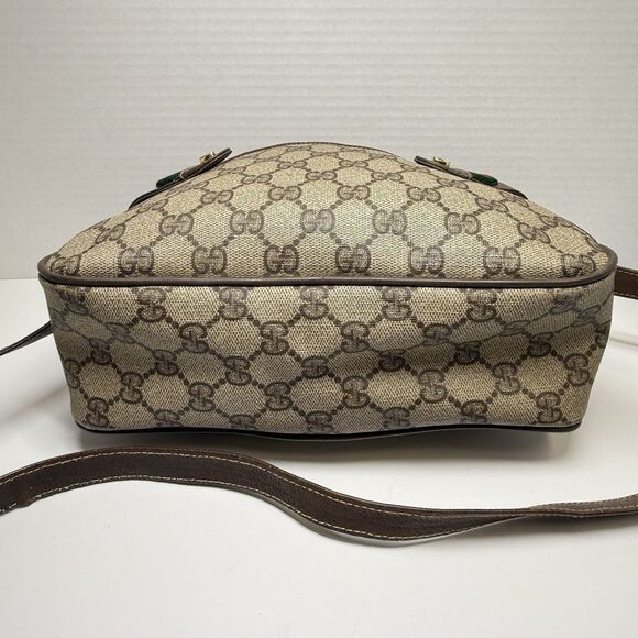 Vintage GUCCI GG Canvas Web Sherry Line Beige Red Green Shoulder Bag - Picture 4 of 13
